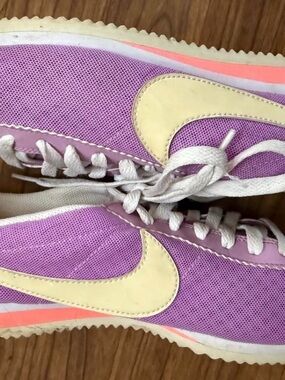 Nike Cortez Purple Mesh Sneakers with Cream Swoosh size 8.5